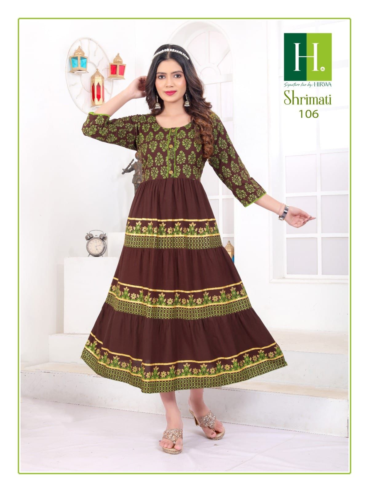 Shrimati Vol 2 By Hirwa Rayon Printed Long Anarkali Kurti Wholesale Shop In Surat
